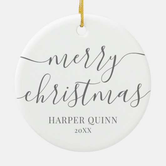 マイ初めてのクリスマスパーソナライズされたベビー写真 セラミックオーナメント (裏面)