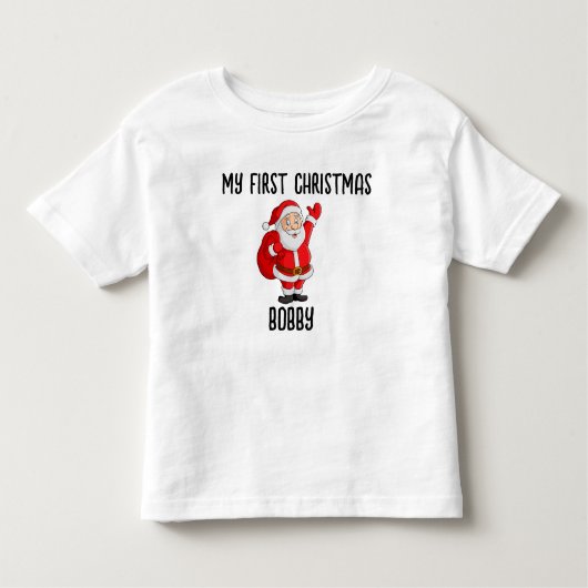 マイ初めてのクリスマスパーソナライズされたベビーTシャツ トドラーTシャツ (正面)