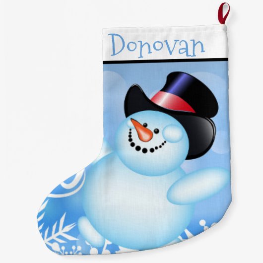 マイ初めてのクリスマスパーソナライズされた雪だるま ラージクリスマスストッキング (裏面)