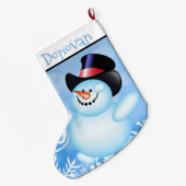 マイ初めてのクリスマスパーソナライズされた雪だるま ラージクリスマスストッキング (裏面 (吊り時))