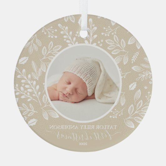 マイ初めてのクリスマスフォトアイボリー ガラスオーナメント (裏面)