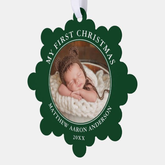 マイ初めてのクリスマスフォトグリーンオーナメントカード オーナメントカード (左)