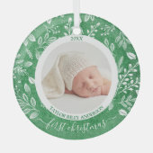 マイ初めてのクリスマスフォトグリーン ガラスオーナメント (正面)