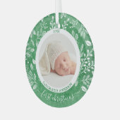 マイ初めてのクリスマスフォトグリーン ガラスオーナメント (正面左)