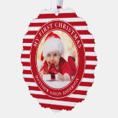 マイ初めてのクリスマスフォトレッドストライプズ オーナメントカード (左)