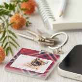 マイ初めてのクリスマスフォーエバーホームプレイドペットフォト キーホルダー (正面右)