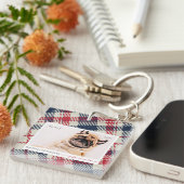 マイ初めてのクリスマスフォーエバーホームプレイドペットフォト キーホルダー (正面右)