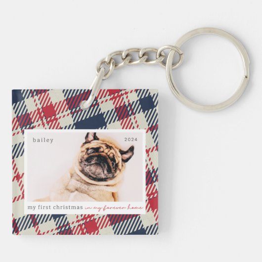 マイ初めてのクリスマスフォーエバーホームプレイドペットフォト キーホルダー (裏面)