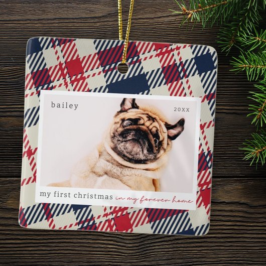 マイ初めてのクリスマスフォーエバーホームプレイドペットフォト セラミックオーナメント