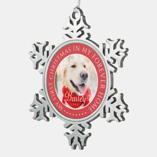 マイ初めてのクリスマスフォーエバーモダンホームペット スノーフレークピューターオーナメント (右)