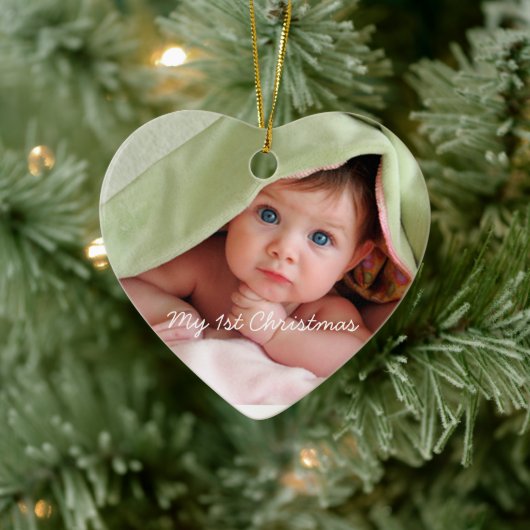 マイ初めてのクリスマスブライトピンクドットフォトオーナメント セラミックオーナメント (ツリー)