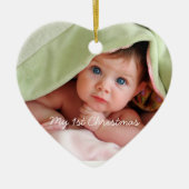 マイ初めてのクリスマスブライトピンクドットフォトオーナメント セラミックオーナメント (正面)