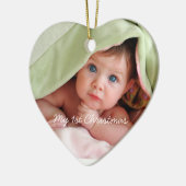 マイ初めてのクリスマスブライトピンクドットフォトオーナメント セラミックオーナメント (左)