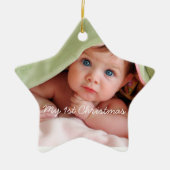 マイ初めてのクリスマスブライトピンクドットフォトオーナメント セラミックオーナメント