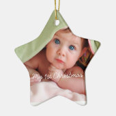 マイ初めてのクリスマスブライトピンクドットフォトオーナメント セラミックオーナメント