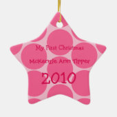 マイ初めてのクリスマスブライトピンクドットフォトオーナメント セラミックオーナメント