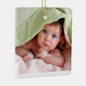 マイ初めてのクリスマスブライトピンクドットフォトオーナメント セラミックオーナメント (右)