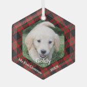 マイ初めてのクリスマスプレイドペットの写真 ガラスオーナメント (正面)