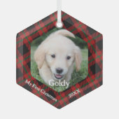 マイ初めてのクリスマスプレイドペットの写真 ガラスオーナメント (正面)