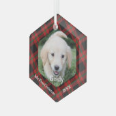 マイ初めてのクリスマスプレイドペットの写真 ガラスオーナメント (正面左)