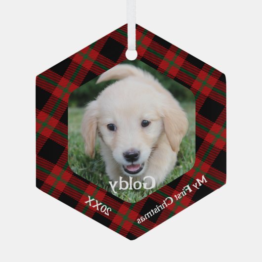 マイ初めてのクリスマスプレイドペットの写真 ガラスオーナメント (裏面)