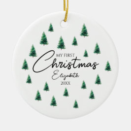 マイ初めてのクリスマスベビーのモダン写真 セラミックオーナメント