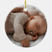 マイ初めてのクリスマスベビーのモダン写真 セラミックオーナメント (裏面)