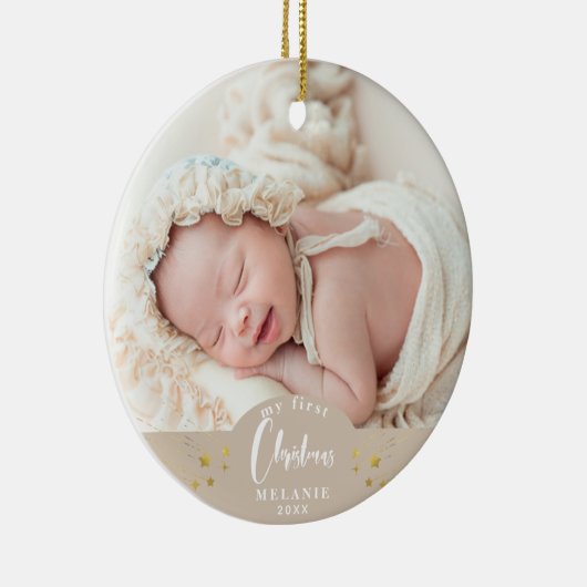 マイ初めてのクリスマスベビーのKeepsake写真 セラミックオーナメント (右)
