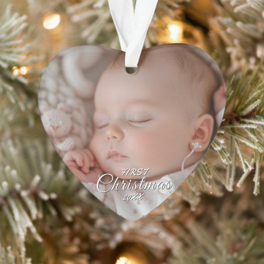マイ初めてのクリスマスベビーカスタムフォトハート形 オーナメント (ツリー)