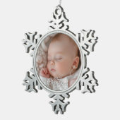 マイ初めてのクリスマスベビーカスタム写真 スノーフレークピューターオーナメント (右)