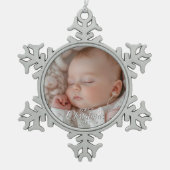 マイ初めてのクリスマスベビーカスタム写真 スノーフレークピューターオーナメント (正面)