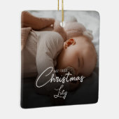 マイ初めてのクリスマスベビーガール統計フォトスクリプト セラミックオーナメント (右)