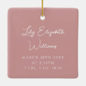 マイ初めてのクリスマスベビーガール統計フォトスクリプト セラミックオーナメント (裏面)