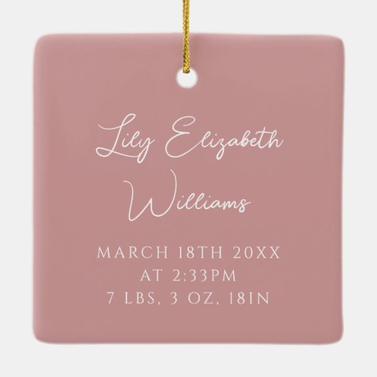 マイ初めてのクリスマスベビーガール統計フォトスクリプト セラミックオーナメント (裏面)