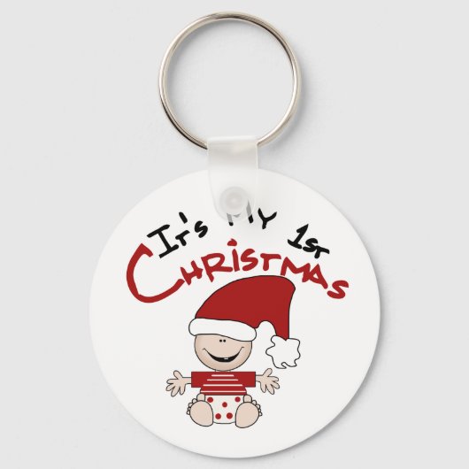 マイ初めてのクリスマスベビーサンタTシャツとギフト キーホルダー (正面)