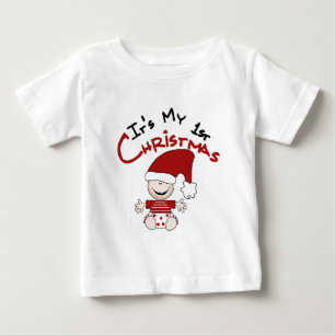 マイ初めてのクリスマスベビーサンタTシャツとギフト ベビーTシャツ