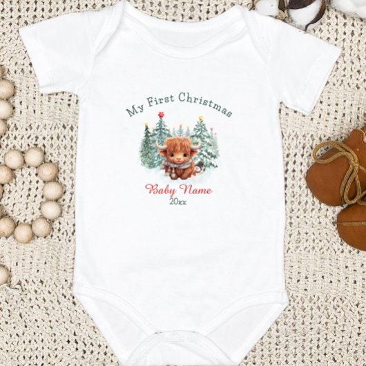 マイ初めてのクリスマスベビーバイソン名前をカスタムするキープサケ ベビーボディスーツ