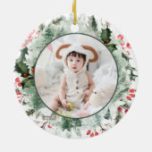 マイ初めてのクリスマスベビーパインベリーリース写真 セラミックオーナメント (裏面)
