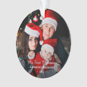 マイ初めてのクリスマスベビーファミリーフォトカスタム オーナメント (正面)