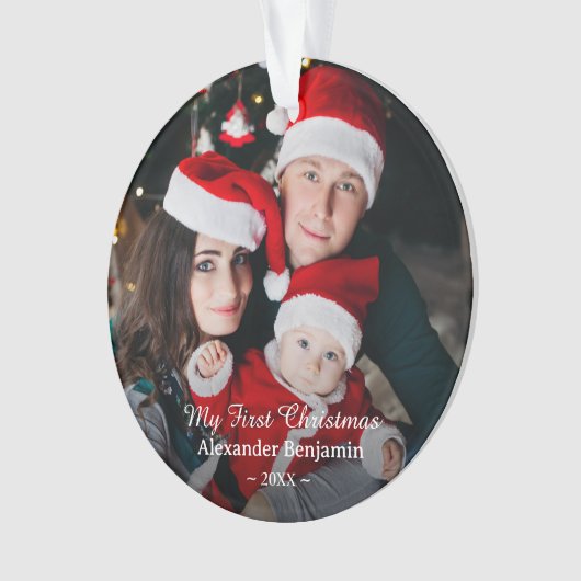マイ初めてのクリスマスベビーファミリーフォトカスタム オーナメント (正面)