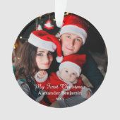 マイ初めてのクリスマスベビーファミリーフォトカスタム オーナメント (正面)