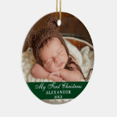 マイ初めてのクリスマスベビーフォトグリーン セラミックオーナメント (右)