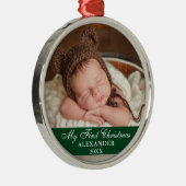 マイ初めてのクリスマスベビーフォトグリーン&レッド メタルオーナメント (右)