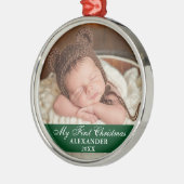 マイ初めてのクリスマスベビーフォトグリーン&レッド メタルオーナメント (左)