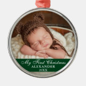 マイ初めてのクリスマスベビーフォトグリーン&レッド メタルオーナメント (正面)