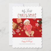 マイ初めてのクリスマスベビーフォトコラージュホリデイ シーズンカード (正面)