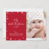 マイ初めてのクリスマスベビーフォトスノーフレークスシック赤 シーズンカード (正面)