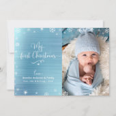 マイ初めてのクリスマスベビーフォトスノーフレークターコイズ シーズンカード (正面)