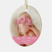 マイ初めてのクリスマスベビーフォトピンク セラミックオーナメント (右)