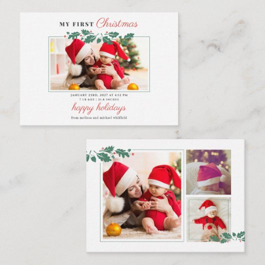 マイ初めてのクリスマスベビーフォトホリデイ ノートカード (正面/裏面)